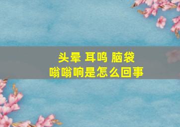 头晕 耳鸣 脑袋嗡嗡响是怎么回事